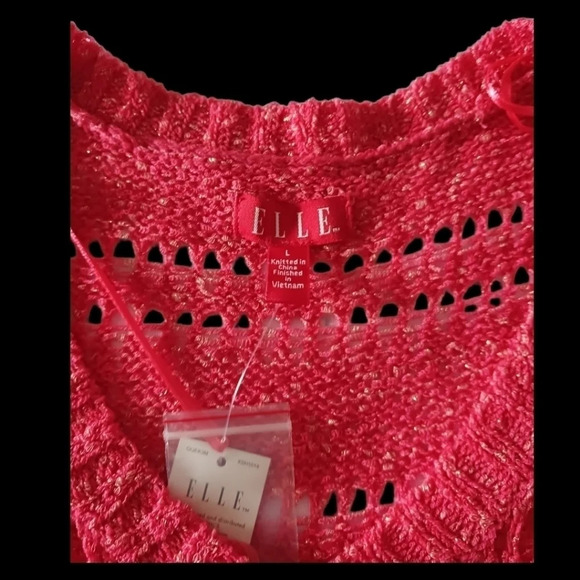 -Elle loose knit sweater size L coral color - Picture 6 of 7